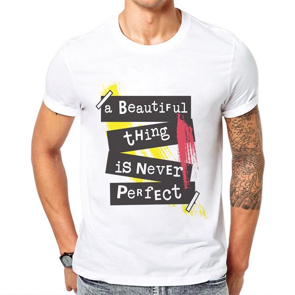 

short-sleeve men t-shirt clothes trend o-neck cotton personality beautiful things is never perfect letter printing mens t shirts