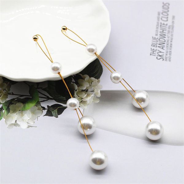 

2020 newly designed fashion jewelry long tassel elegant white pearl earrings wedding party holiday earrings for gift for women, Silver