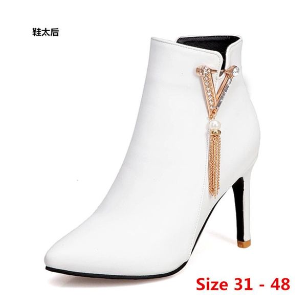 

ankle boots woman high heel boots high heels women shoes spring autumn short booties female small big size 31 - 48, Black
