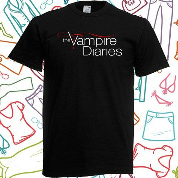 

the vampire diaries logo tv series mens black t-shirt size s to 3xl short sleeves 100% cotton