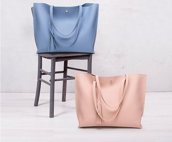 

простая моды для женщин сумки 2020 кожи твердой кисточки кулон большой емкость корейской дама покупка путешествие мешок рука мешок женщин