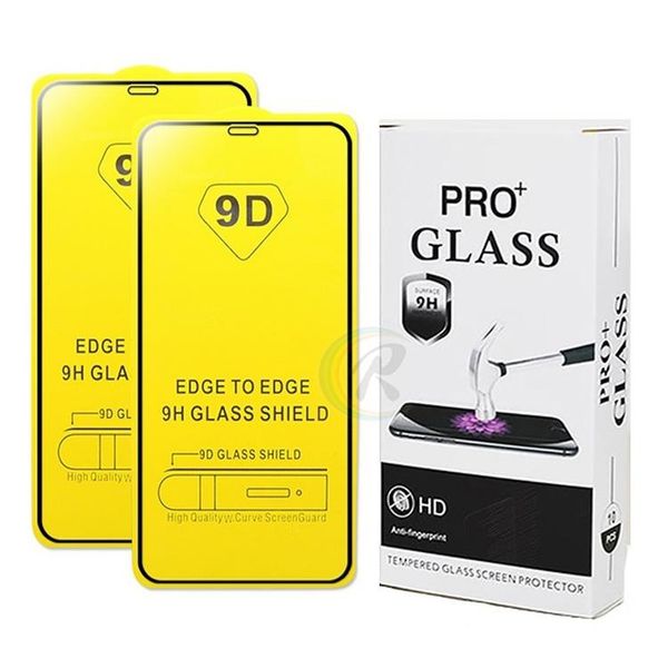 

retail package 9d full glue tempered glass screen protector for iphone 6 7 8 plus x xs max 11 pro max for samsung