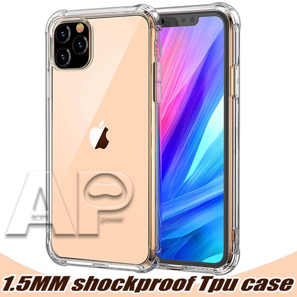 

1.5mm для iphone 11 pro max xs max xr clear тпу чехол противоударный мягкий прозрачный задняя крышка для samsung note10 s10 plus