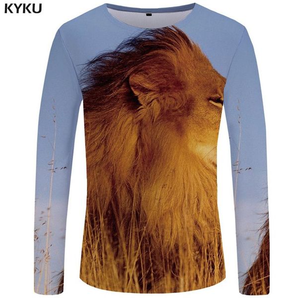 

lion long sleeve gray cool animal punk new s-xxxxxl 3d print shirts anime comics funny men clothing