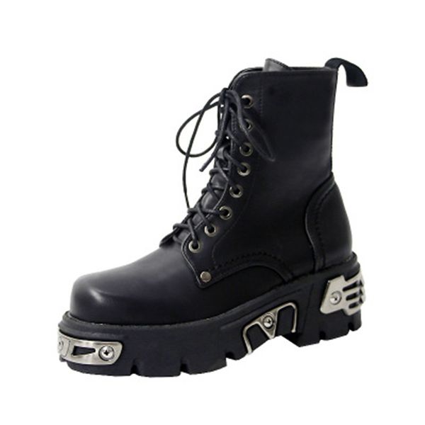 

punk style platform women boots ankle boots women shoes motorcycle boot fashion shoes metal decor black
