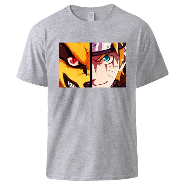 

nine-tailed fox naruto men's t shirts summer loose cotton t shirt tshirt 2020 male fashion cool short sleeve sportswear tees top