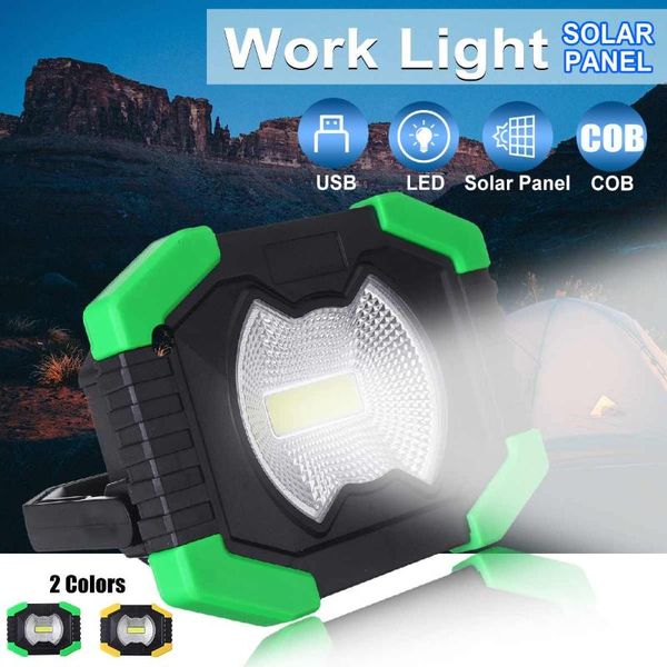 

portable led spotlight 750lm bright led work light rechargeable for outdoor camping lampe by battery solar panel
