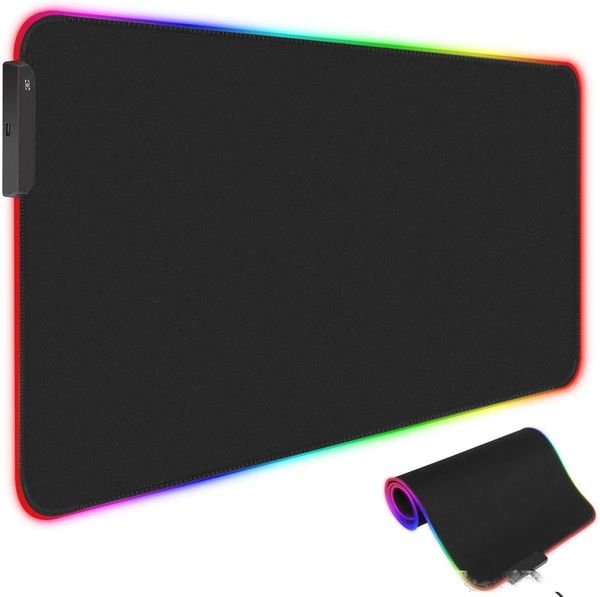 

rgb gaming mouse mat pad, extended led mousepad with 10 rgb lighting modes,non-slip rubber base computer keyboard pad (800*300*4mm