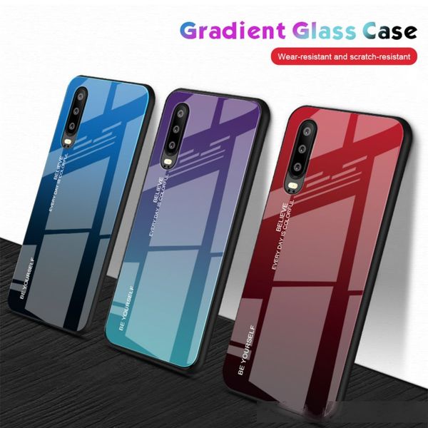 

gradient tempered glass phone cases case for huawei p30 y9 y6 prime p smart z honor 10i 20 pro 8a enjoy 9s 9e