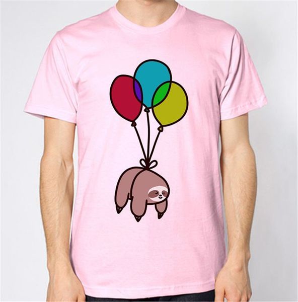 

sloth t-shirt cartoon flying balloon streetwear tee shirt
