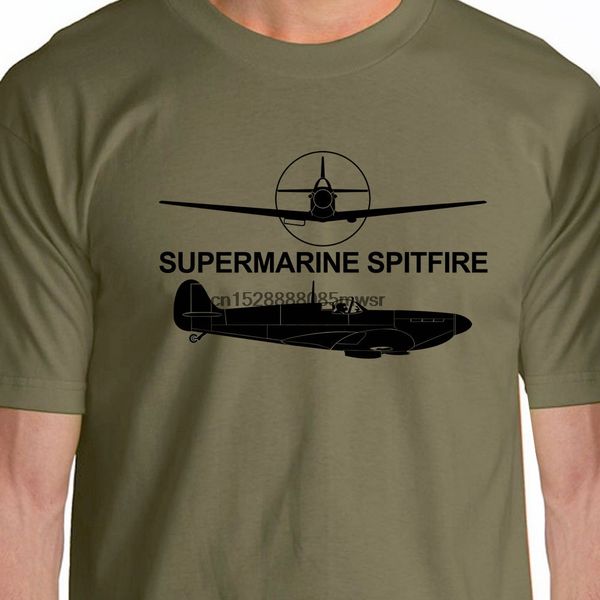 

new brand-clothing t shirts novelty cool men short sleeve tees aeroclassic silhouette ww2 supermarine spitfire aircraft tee