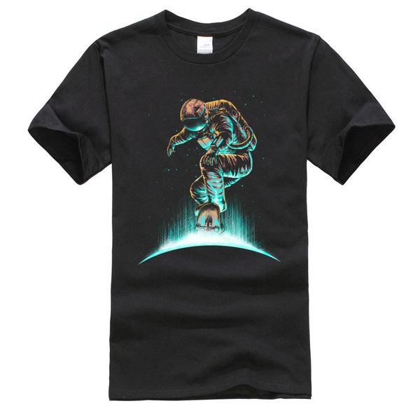 

черный tshirts марс луна space grind астронавт skateboarder с коротким рукавом топы тис 100% хлопок ткань funny man топ майки
