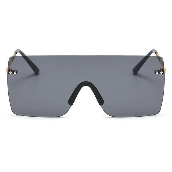 

Oversized Square Sunglasses Women Retro Rimless Sun Glasses Luxury One Piece Brand Punk Metal Flat Top Eyewear FML