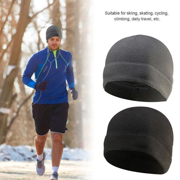 

autumn/winter sport warm cap windproof elastic fleece cap outdoor riding skiing running hiking keep warm, Black