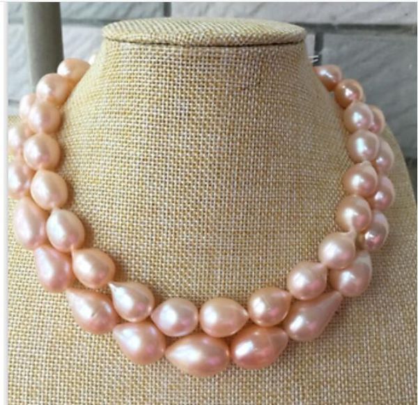 

chains gorgeous 12-13mm pink baroque pearl necklace 36inch 50", Silver