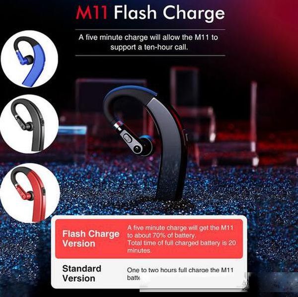 

m11 tws bluetooth earphone wireless headphone ear hook earbud single headsets with hd microphone phone earpiece for iphone xiaomi samsung
