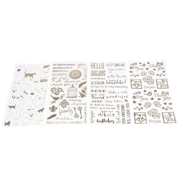 

4 pieces diy decorative stickers adhesive sticker for planner diary gold pvc