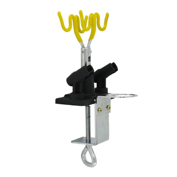 

new airbrush holder holds 4 clamp-on mount table bench station gravity stand kit