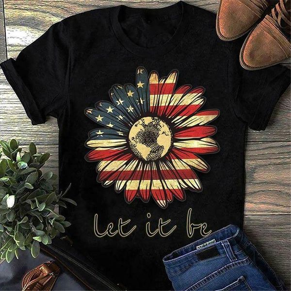 

hippie sunflower america let it be t shirt black cotton men s-6xl us supplier new funny tee shirt