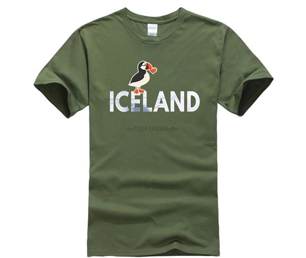 

i love iceland with puffins t shirt - iceland tourist shirt round neck short sleeve casual t-shirt dress female t-shirt