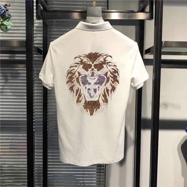 

new summer cotton polo shirt men rhinestones polo shirt men short sleeve england style mens polos 03, White;black