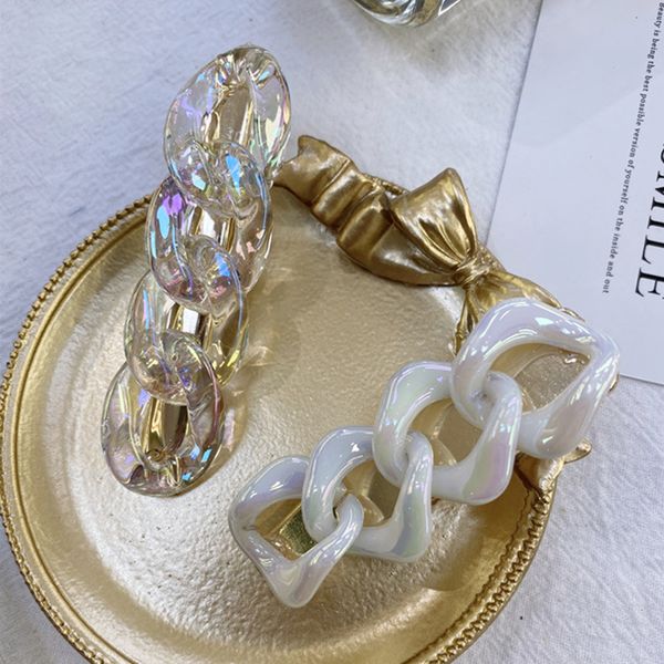 

hair clips & barrettes dvacaman korean fashion acetate chain hairpin acrylic women's cross hollow side clip accessories gift party, Golden;silver