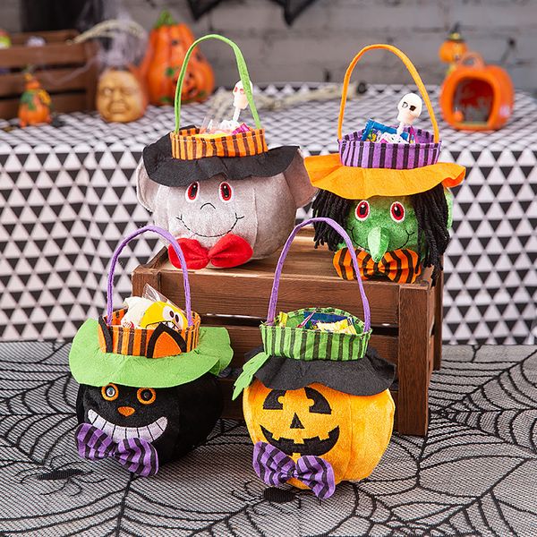 nuovo sacchetto di caramelle di Halloween secchiello di zucca cartone animato vampiro gatto nero fantasma strega borse regalo di festa per bambini sacchetti di caramelle in tessuto non tessuto