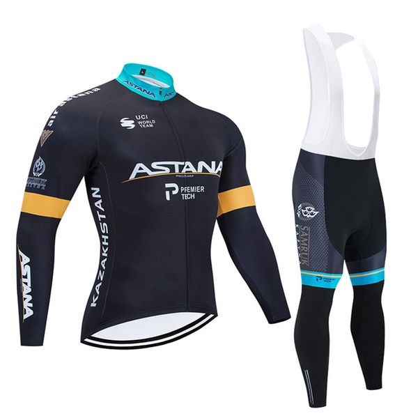 

astana winter cycling jersey 2020 pro team men/women thermal fleece cycling clothing mtb bike jersey bib pants kit ropa ciclismo inverno, Black;red