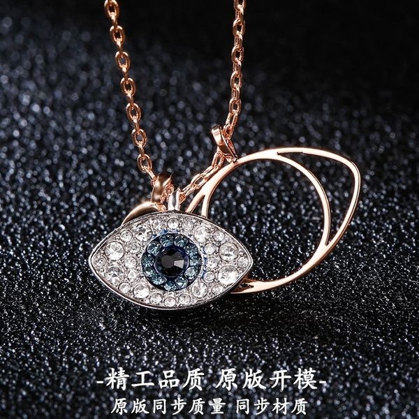 

shijia дьявол ожерелье глаз голубых глаз женщины простой мода swarovski element crystal rose золотая цепь, Silver