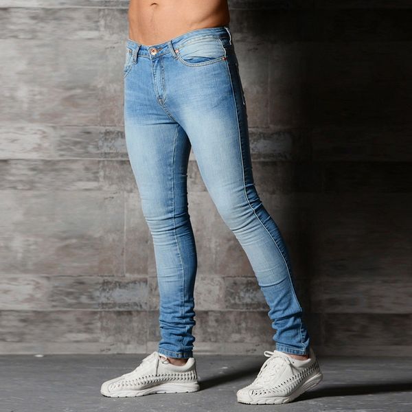 

men's jeans sift vintage skinny men casual denim pants stretch trousers autumn streetwear pencil, Blue