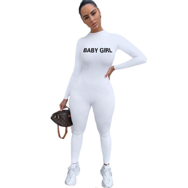 

slim letter printed fashion womens rompers casual skinny crew neck jumpsuits sports designer womens clothing, Black;white