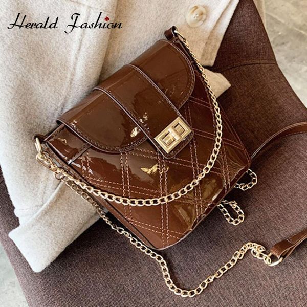 

women chain small shoulder messenger bags fashion quality pu leather crossbody bags lady travel high capacity chain bucket
