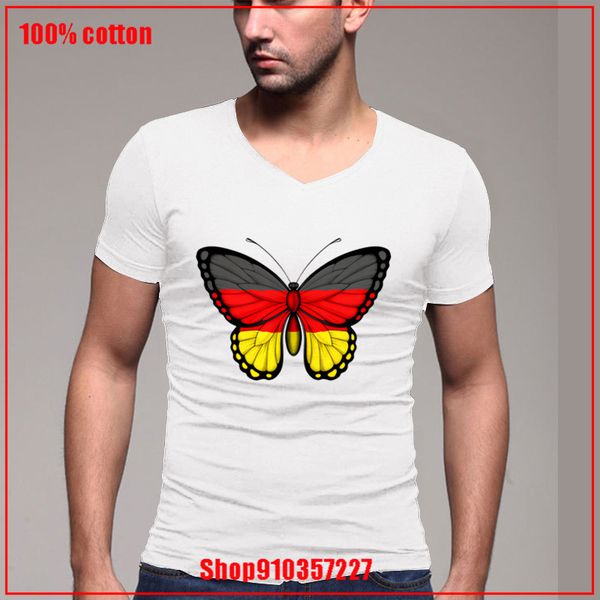 

german flag butterfly v-neck t shirt cotton eu size custom t shirt add your design print text p soft breathable fashion