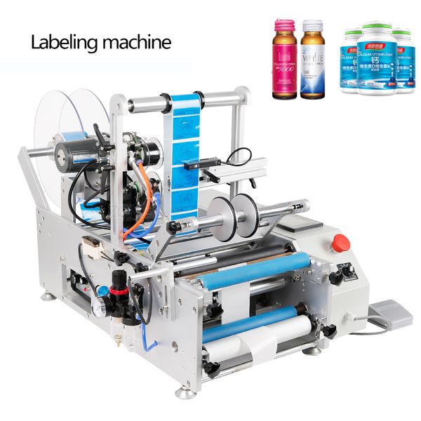 

industrial equipment automatic plastic tin can round glass bottle double side labeling machine sticker labeller 220v 50hz