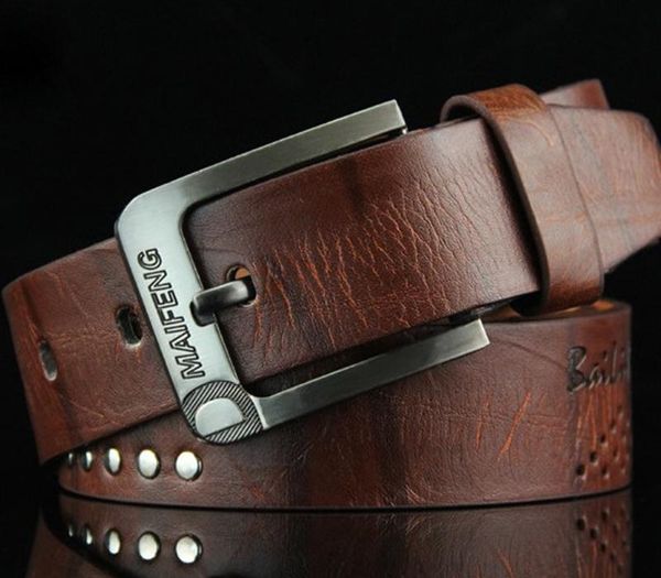 

fashion men leather belt waistband punk rivet classic vintage pin buckle casual belt men's male jeans man cowboy, Black;brown