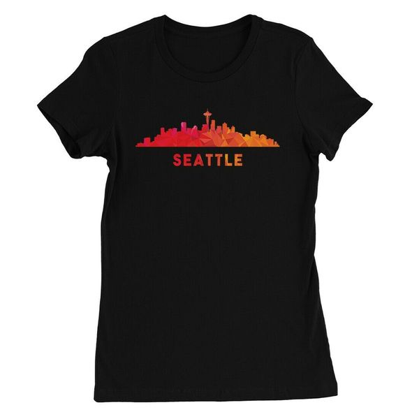 

365 printing polygon skyline-seattle souvenir womens shirt vacation gift style round tee shirt