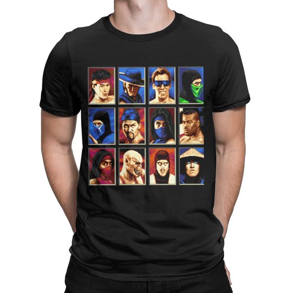 

vintage mortal kombat ii genesis character select t-shirt men round neck pure cotton t shirts short sleeve tees plus size