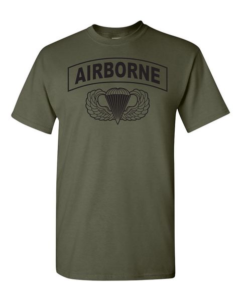 

2019 new summer men fashion airborne hardcore paratrooper jump wings 82nd 101st men's o-neck tee shirts