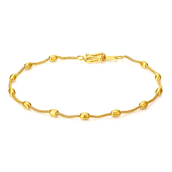 

new arrival solid 24k yellow gold bracelet 999 gold beads link bracelet, Black