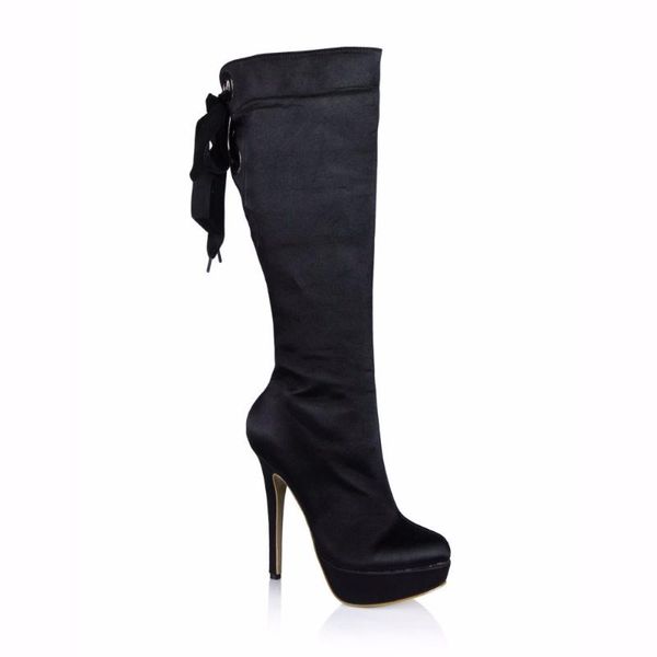 

boots chmile chau fashion knee-high boot women platform stiletto high heel rodilla botas zapatos mujer plataforma tacon alto 3463bt-x1, Black