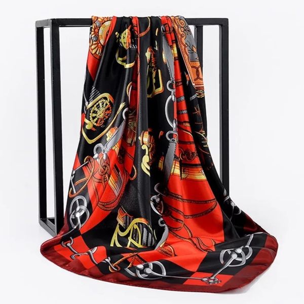 

classic fashion 90*90cm summer women silk foulard scarves square scarf ladies beach shawl bandanna large hijab foulard muffle, Blue;gray