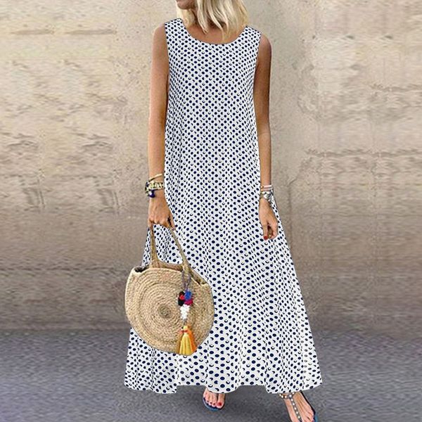 

2020 summer new polka dot sleeveless skirt 2020 summer new polka dot sleeveless dresslong skirt dress long dress erpms, Black;gray