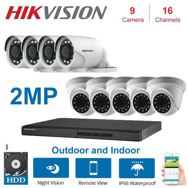 

systems 1080p 2mp hikvision 16channel xvr hybrid video surveillance recorder with dome and security camera kits
