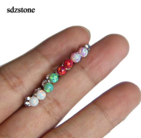 

2020 brand fire opal earrings 4mm natural opal stone ball stud earring anti allergic ear piercing 925 sterling silver jewelry, Golden;silver