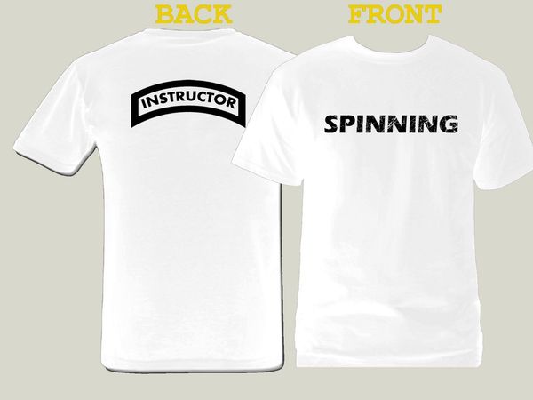 

spinning instructor front & back print customized white 100% cotton t-shirt