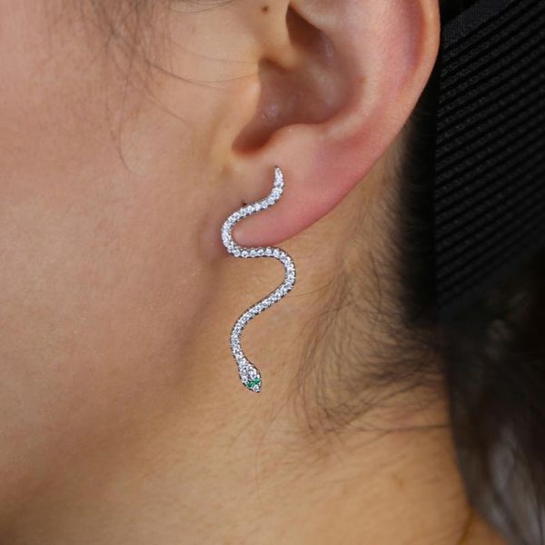 

2020 new fashion women jewelry micro pave 5a cubic zirconia long snake earring, Golden;silver