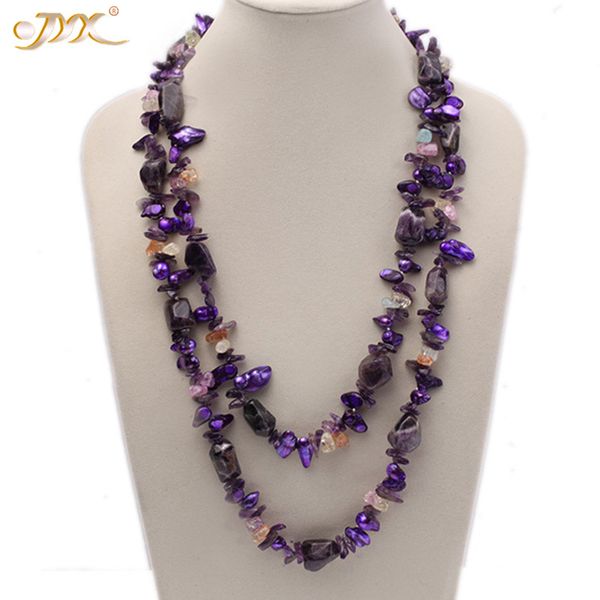

jyx 9*11mm purple tooth-shaped freshwater pearl with amethyst crystal necklace jewelry gift for women, Silver