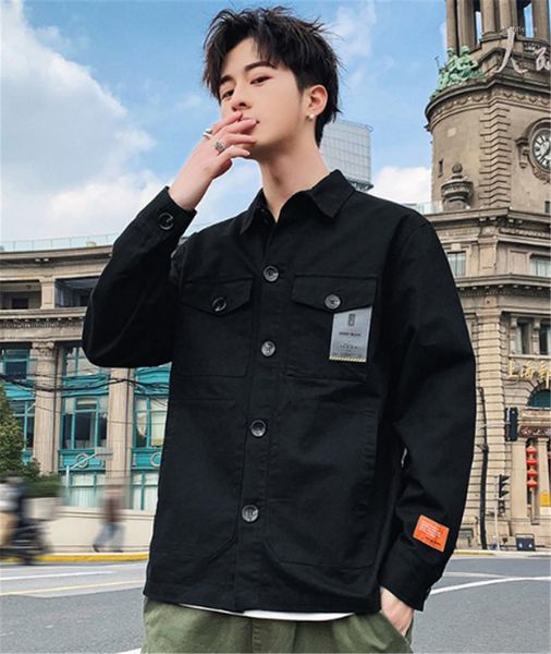 

spring coats lapel collar mens teenager coats designer mens loose jeans jacket fashion brand new casual, Black;brown