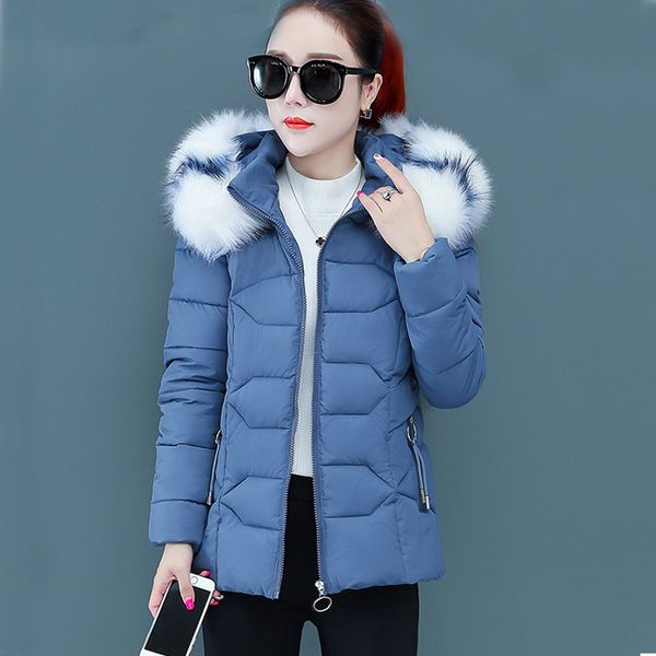 

fashion down jacket winter cultivate morality show jacket coat joker small big fur down jacket, Black