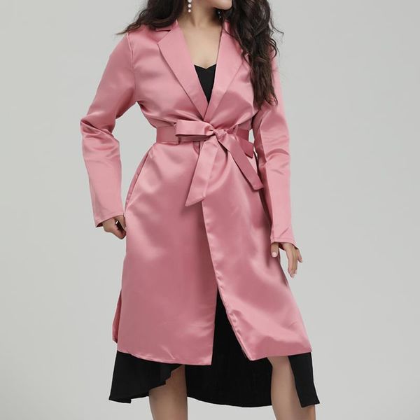 

women's temperament autumn long trench coat fashion chic long outwear loose lady coats solid color coats female outerwear, Tan;black